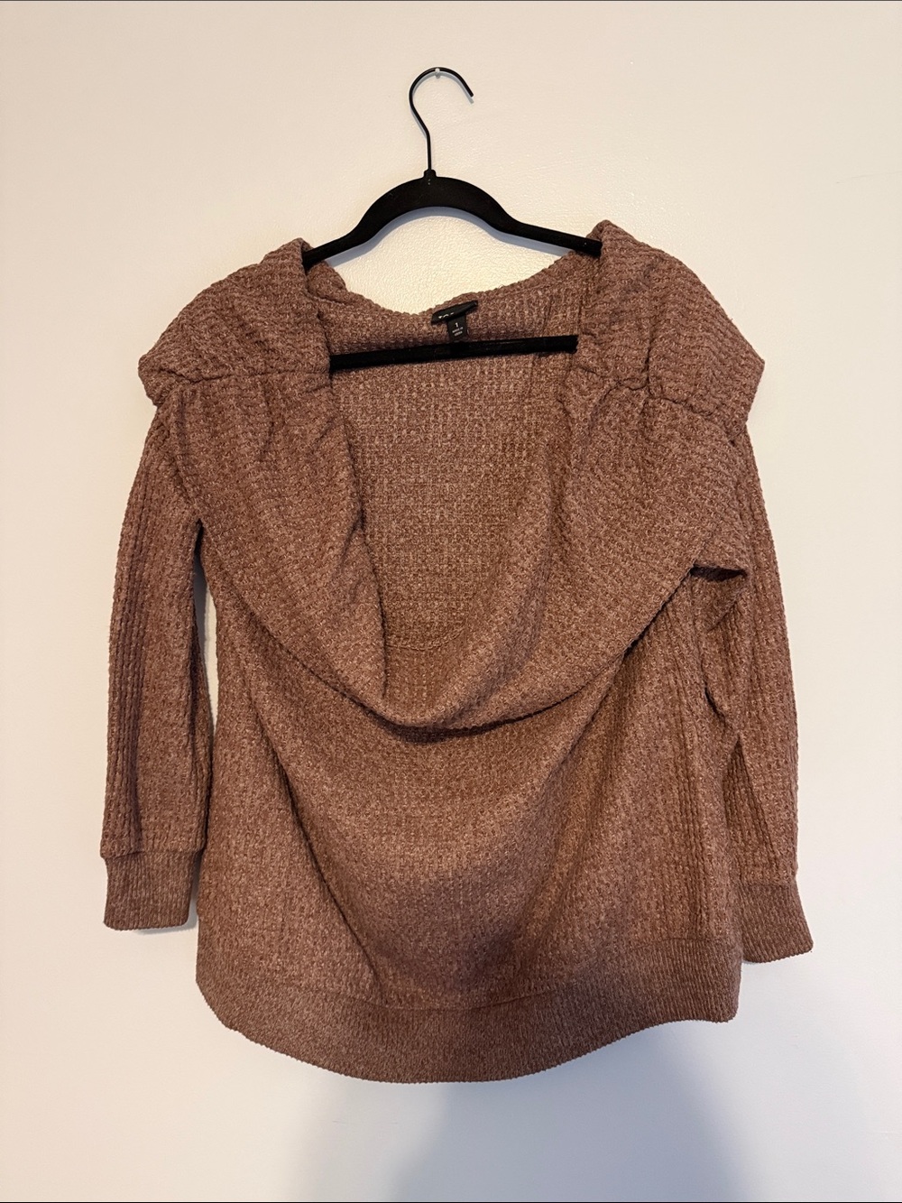 Cozy Open-Front Hooded Sweater in Mauve Brown